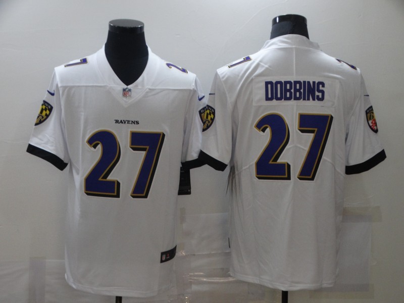 Men's Baltimore Ravens J.K. Dobbins #27 White Jersey